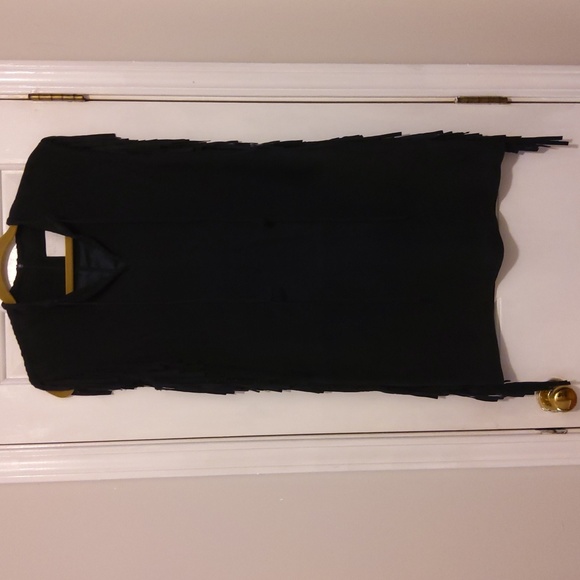💥Nwot💥WALTER BAKER Black Suede Sleeveless Dress w/ Side Fringe - Picture 11 of 11